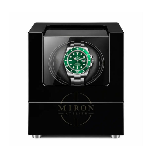 Rolex Watch Winder with a black case on a white background