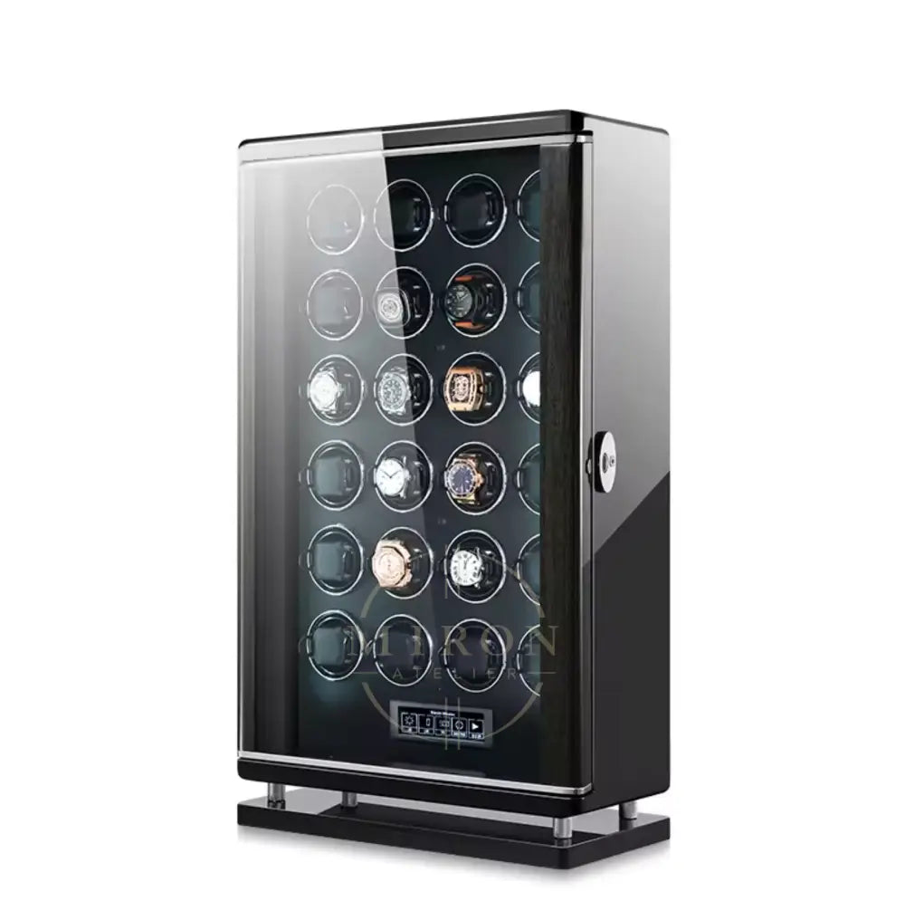 Biggest Watch winder for watch collector with 24 watches displayed on a white background, featuring the brand 'Miron Atelier'.