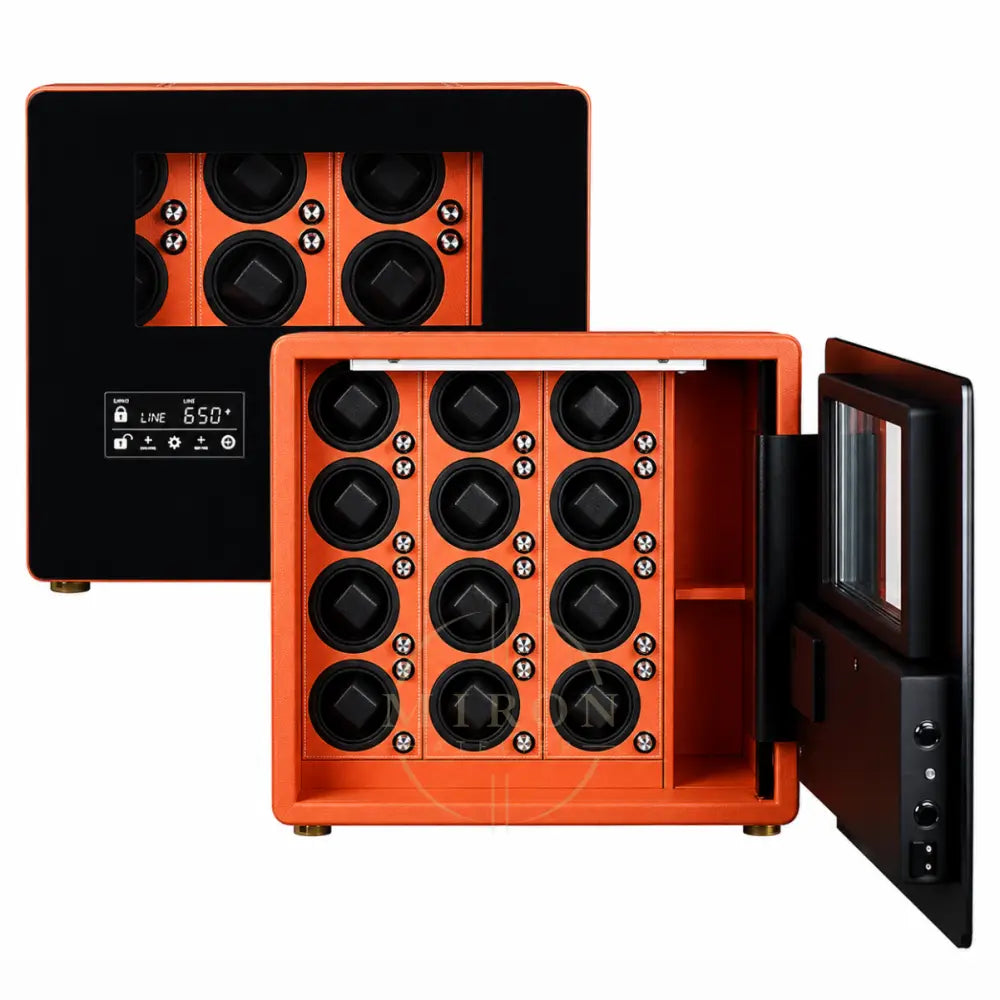 Watch Winder Safe - Vendôme - 12 Slot-Orange - Watch Winder
