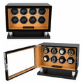 Watch winder with eight watch compartments on a white background