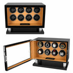 Watch winder with eight watch compartments on a white background