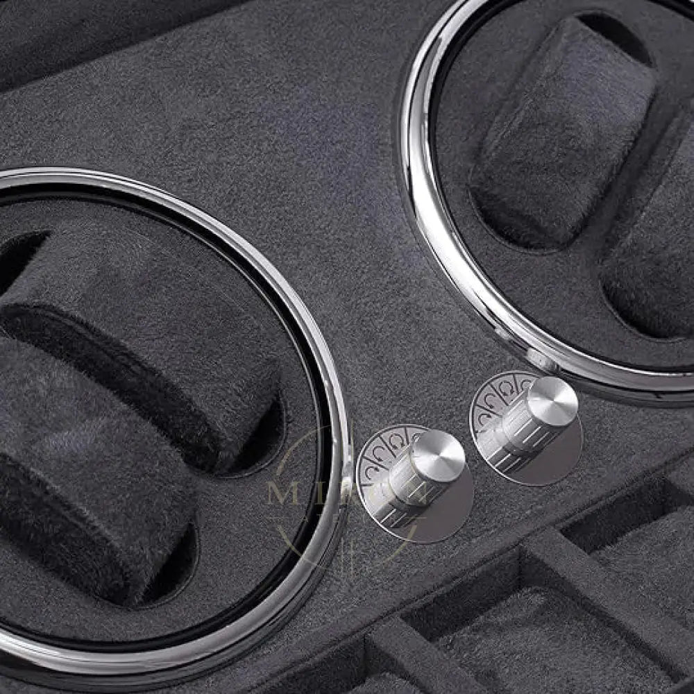 close-up of a black watch-winder