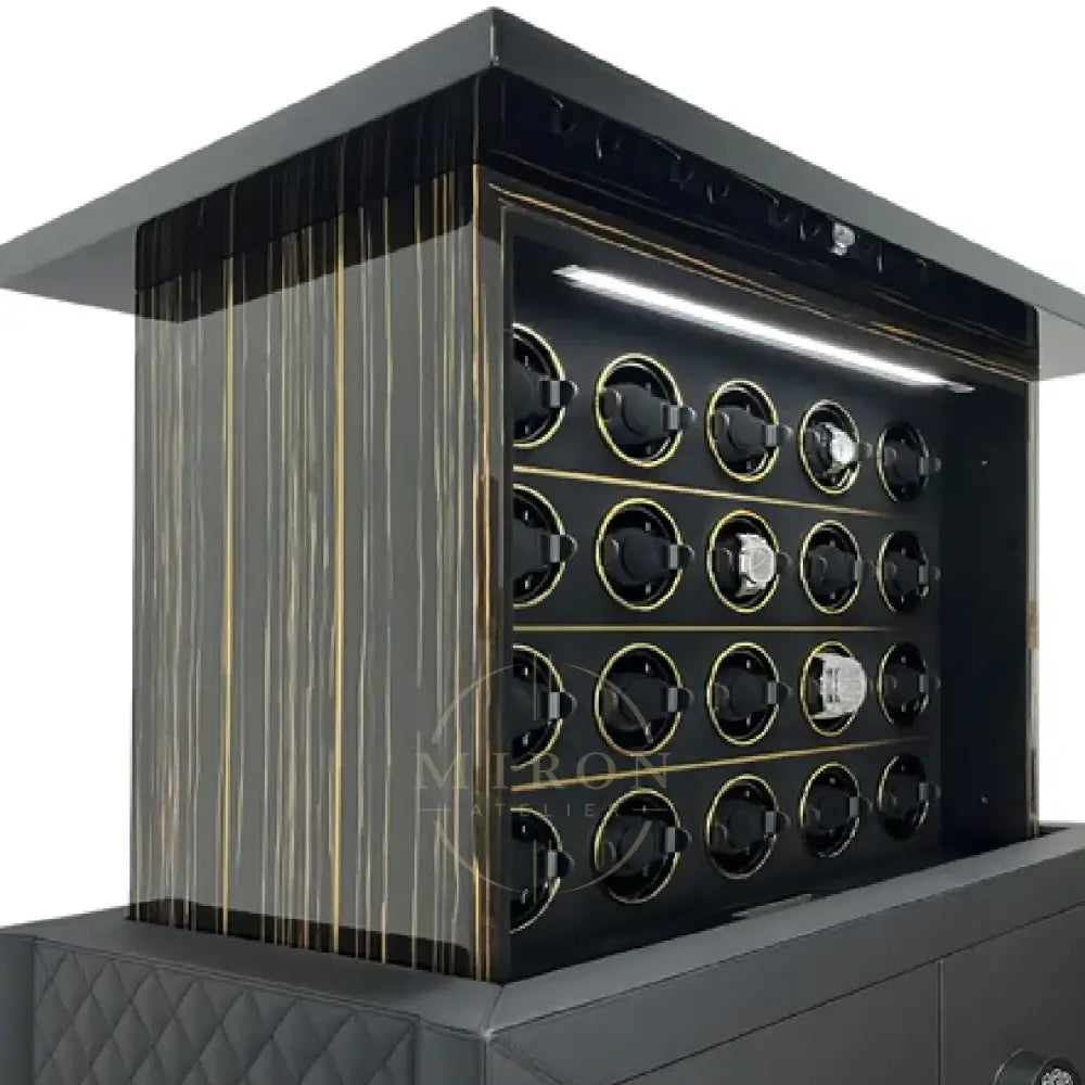 Black wooden watch winder safe