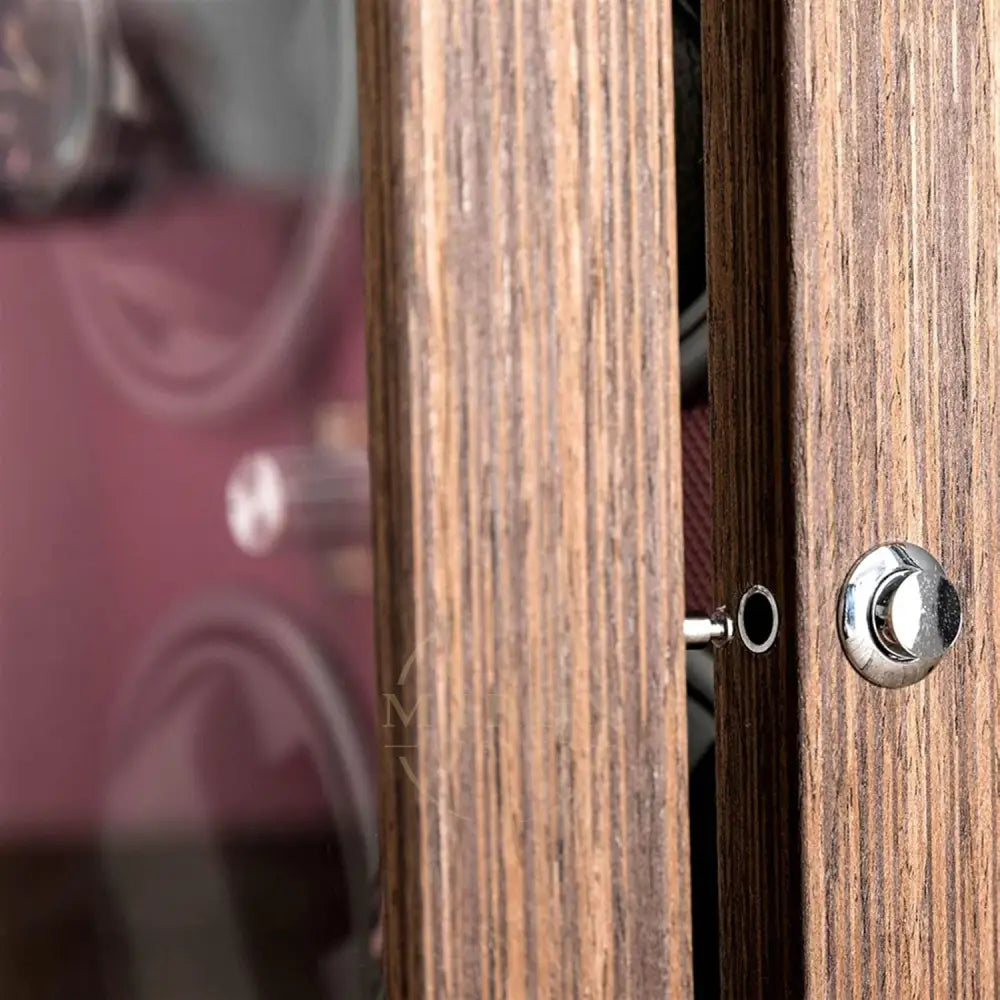 Close-up of a wooden watch winder