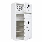 White watch winder safe with open doors on a white background. Fully customizable.