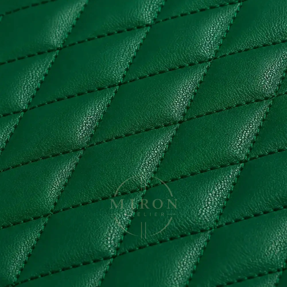 Close-up of the green rolex leather