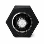 Auto watch winder, black leather hexagonal