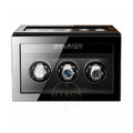 Three-watch winder with digital display on a white background