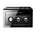 Three-watch winder with digital display on a white background