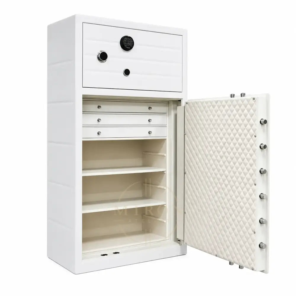 Full White safe with open door on a white background