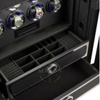 Black jewelry organizer with compartments and illuminated display