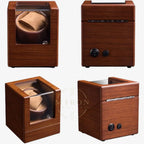 Wooden vintage watch winder with no watch inside on a white background