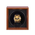 Rolex Daytona watch in a black watch winder case within a wooden box on a white background
