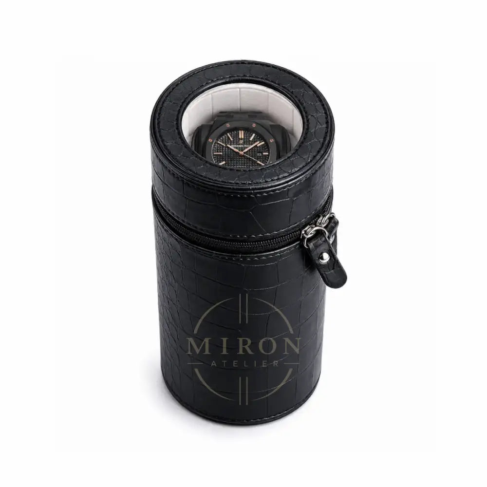 Black watch winder with a Audemars Royal Oak inside