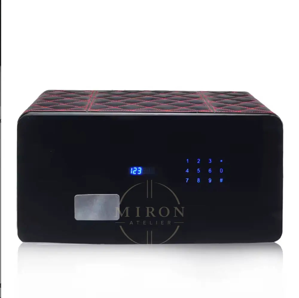 Black electronic watch winder vault device with digital display on a white background